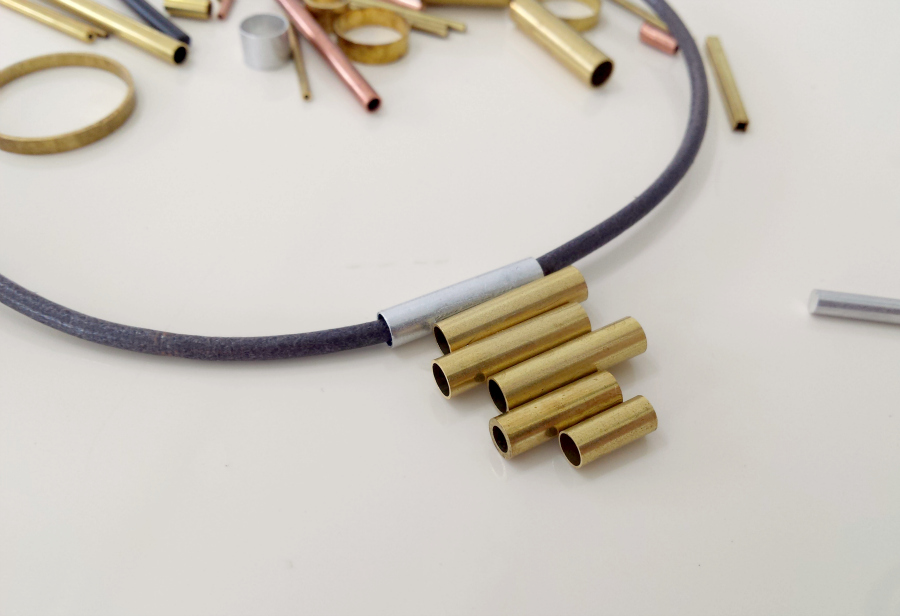 14 brass tube pendant necklace