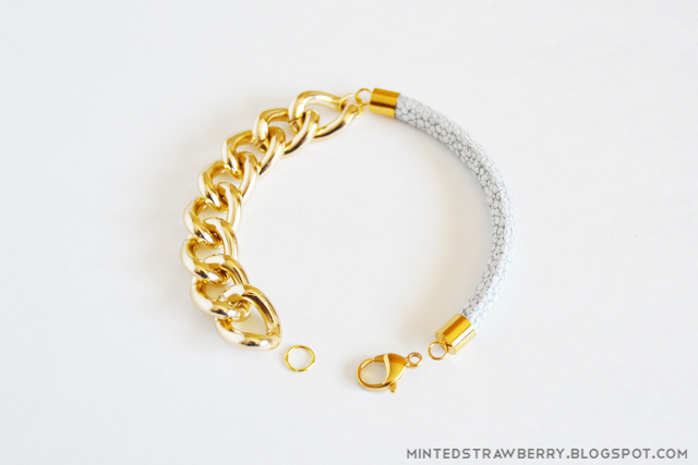 2 chunky leather gold chain bracelet