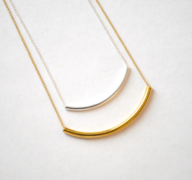 4 gold silver layering tube necklaces