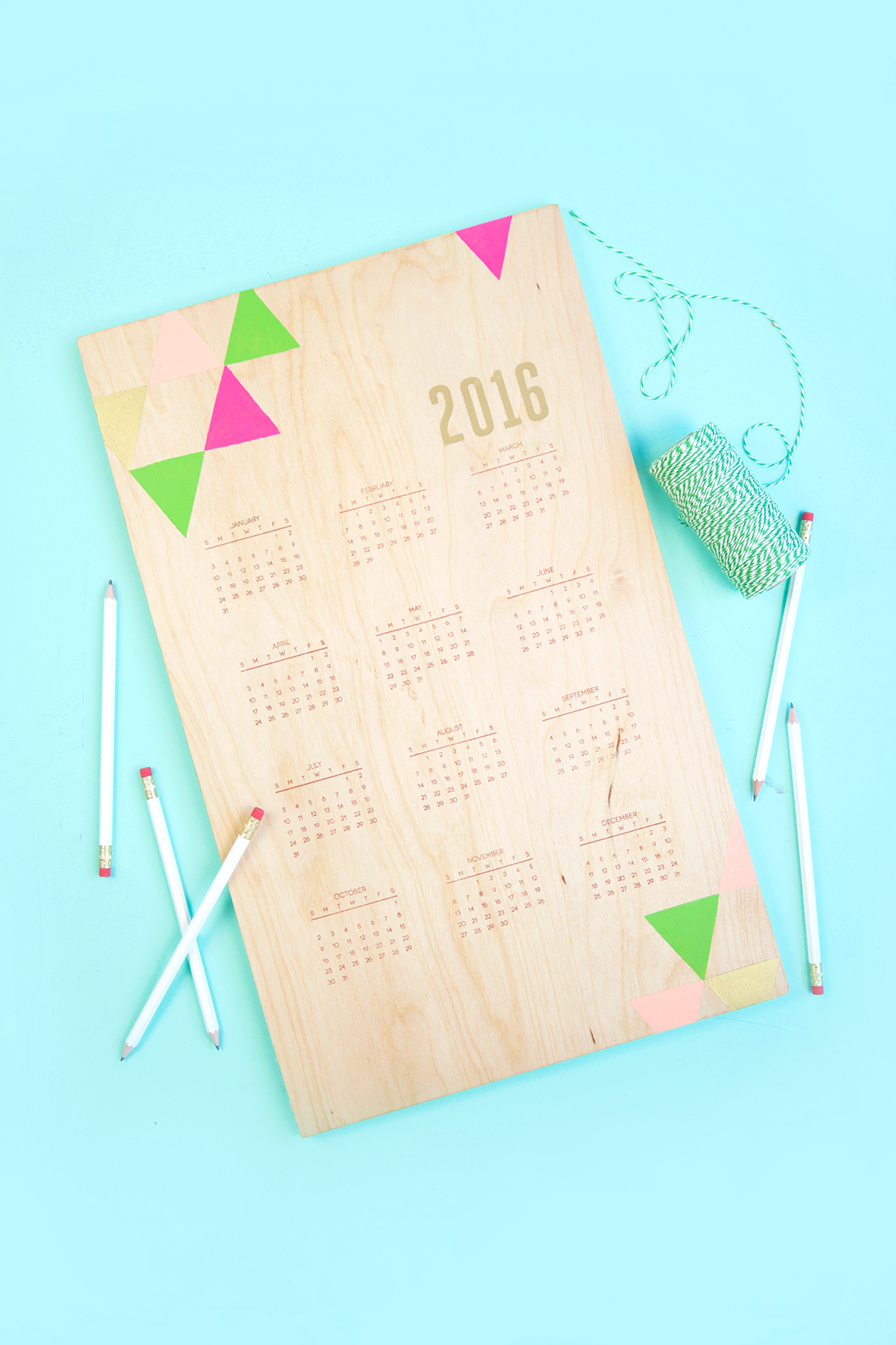 25 handstamped wooden calendar