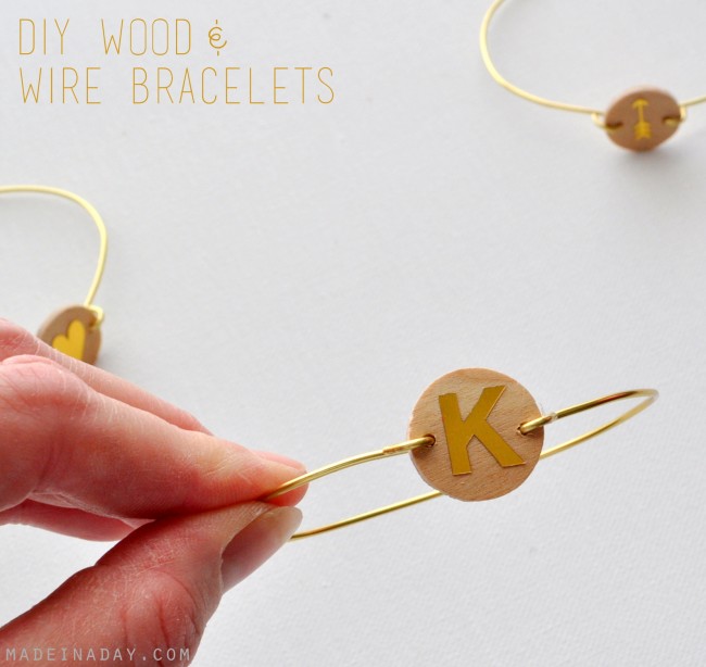 50 diy monogram wood wire bracelet madeinaday com 650x614