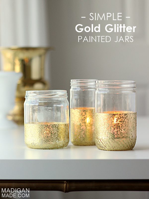 Glitter dipped candle jars
