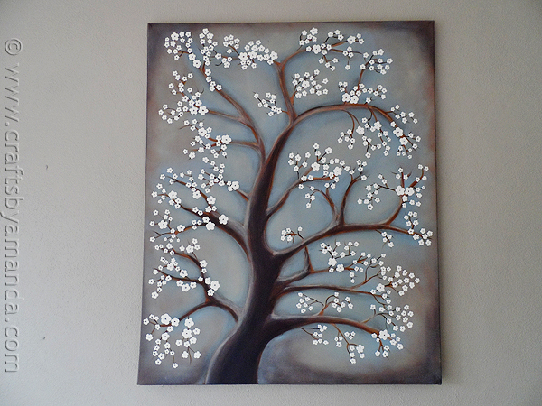 White blossom tree diy art