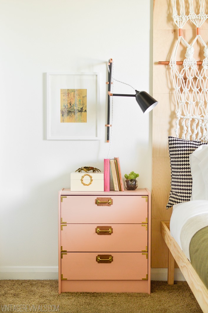 36 pink campaign style nightstand