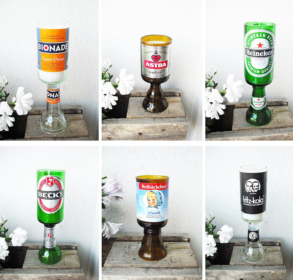 Beer bottle candle holders