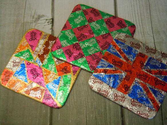 Candy wrapper coasters