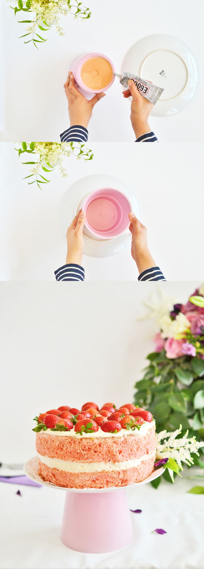 Diy cake stand from planter glue