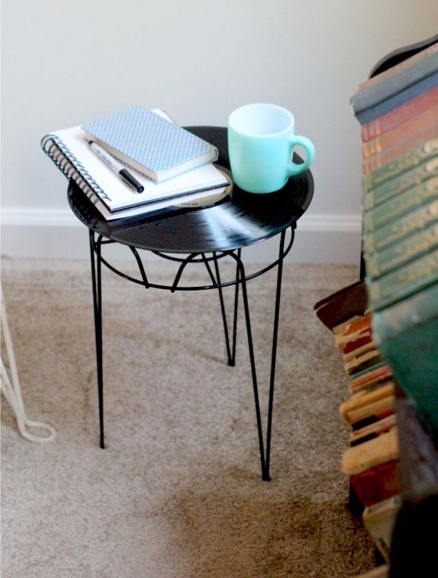 Lp record side table