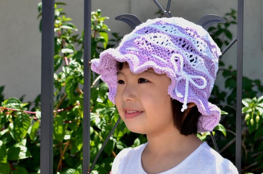 Purple wave cotton sun hat