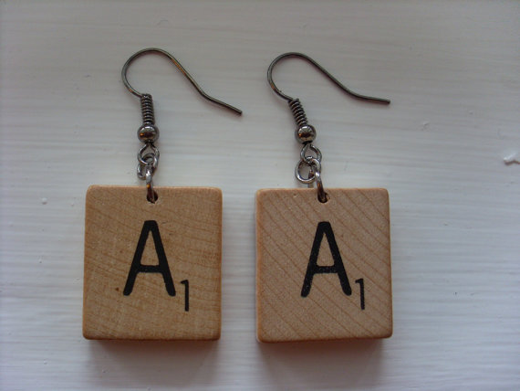 Scrabble tile earrings