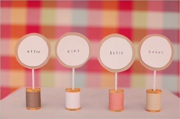 Spool of thread place cards