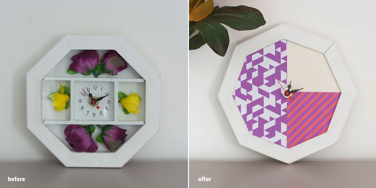 Diy wall clock restyling before after