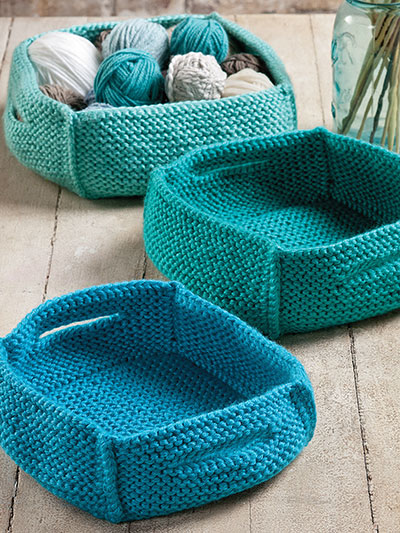 Square knit basket
