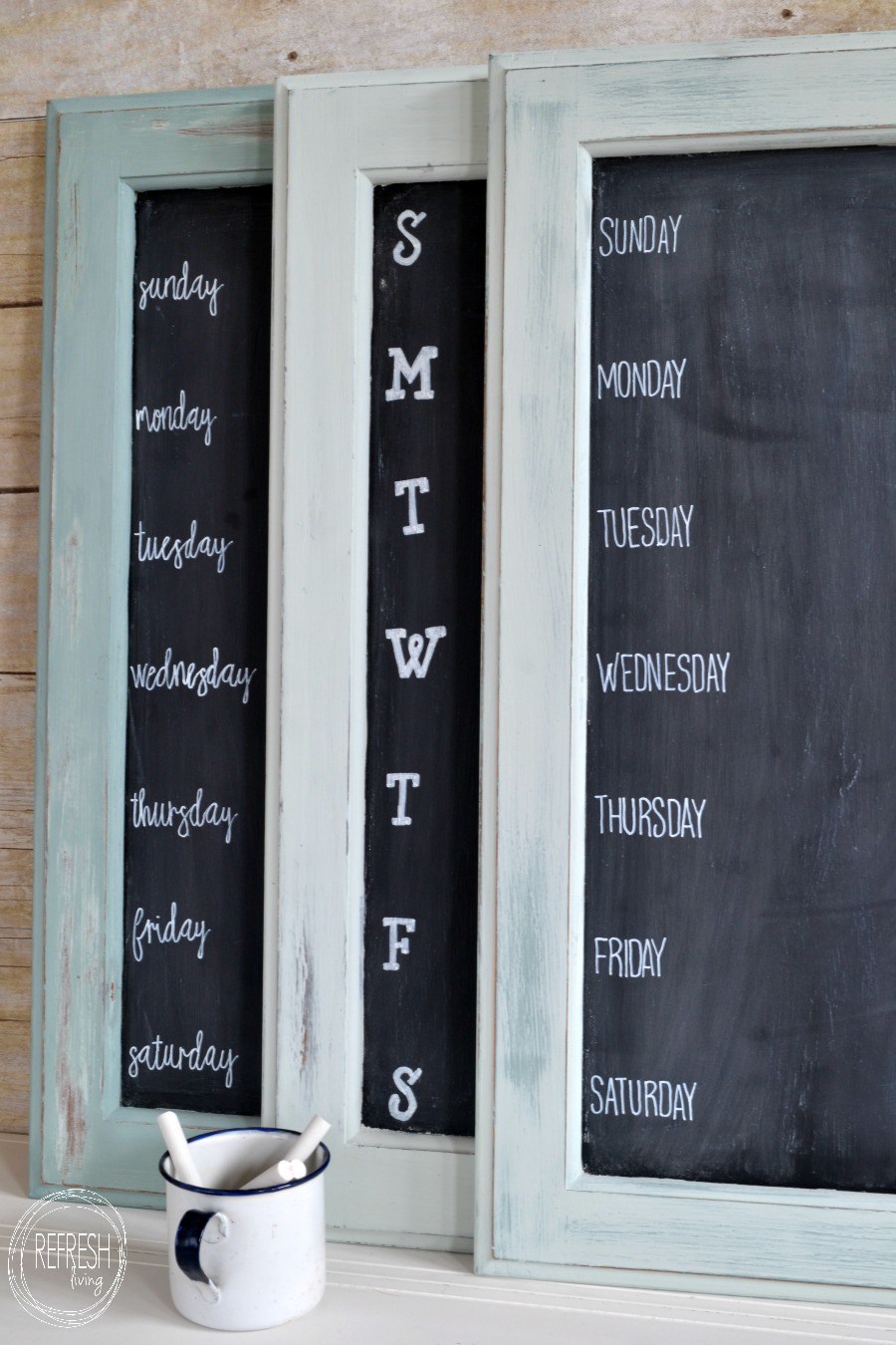 5 upcycled weekly menu chalkboards