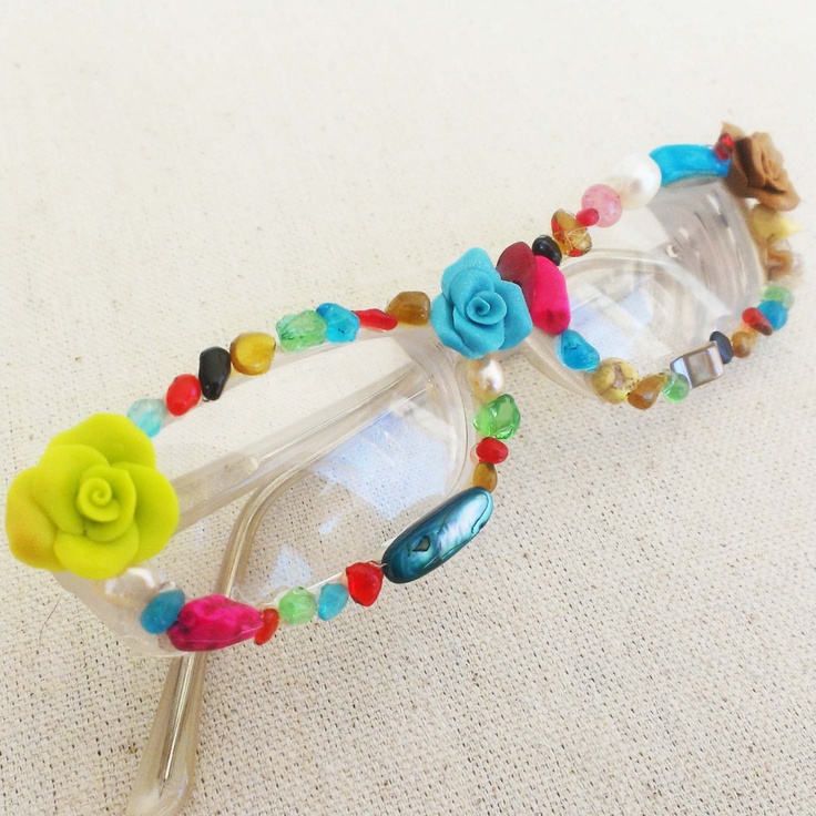 Clay roses and acrylic bead glasses