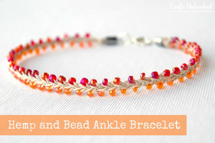 Hemp and bead anklet