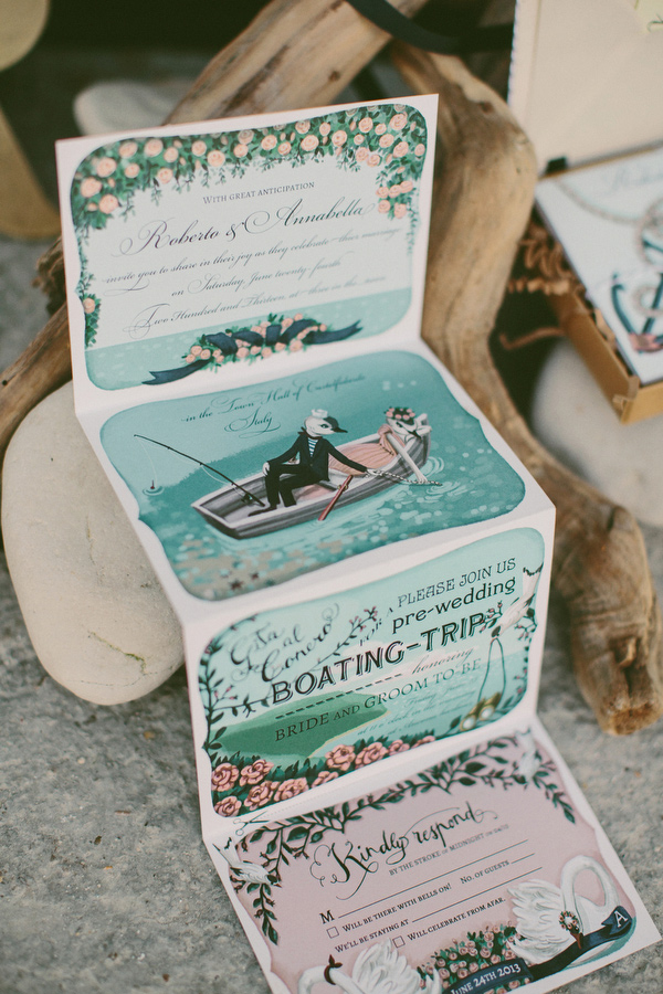 16 folding italian seaside wedding invitation