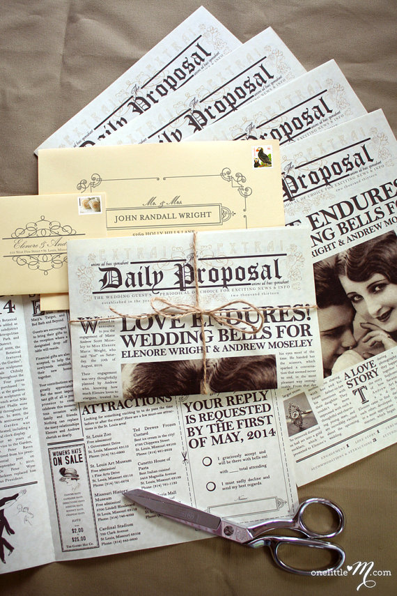 50 newspaper wedding invitation