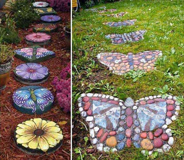 Painted stepping stones