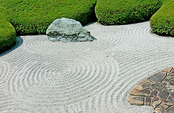 Raked rock zen gardens