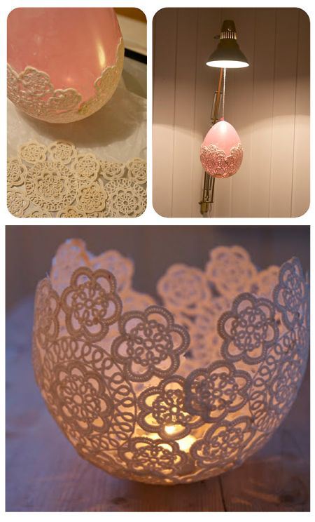 Rounded lace candle holder