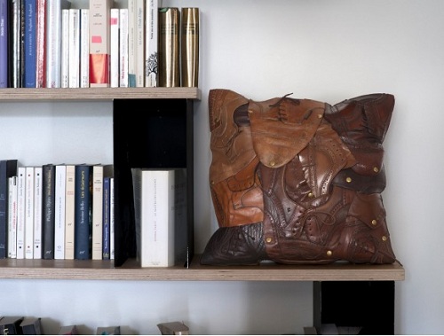 Shoe leather pillow