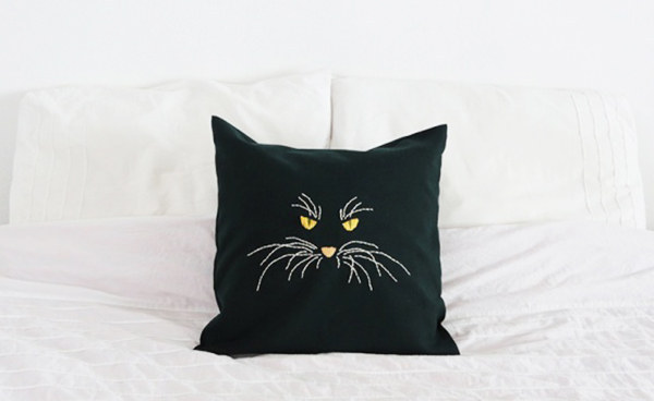 Stitched cat pillow