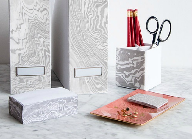 Diy marbled office supplies