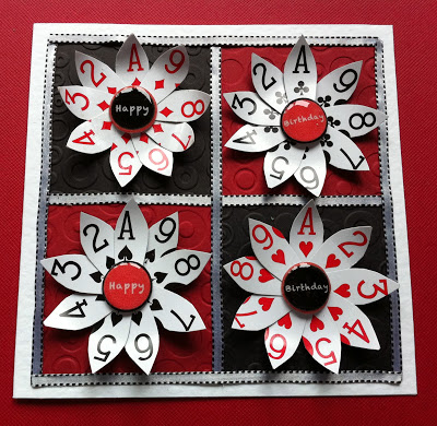 Daisy shaped playing card birthday message