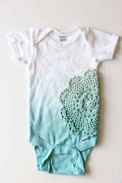 Dip dyed and doily onesies