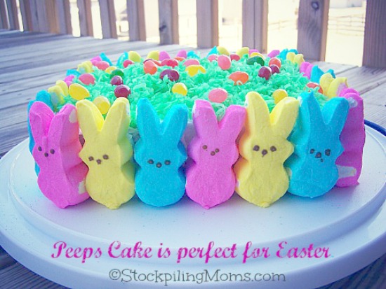 Easter peeps and jelly bean cake
