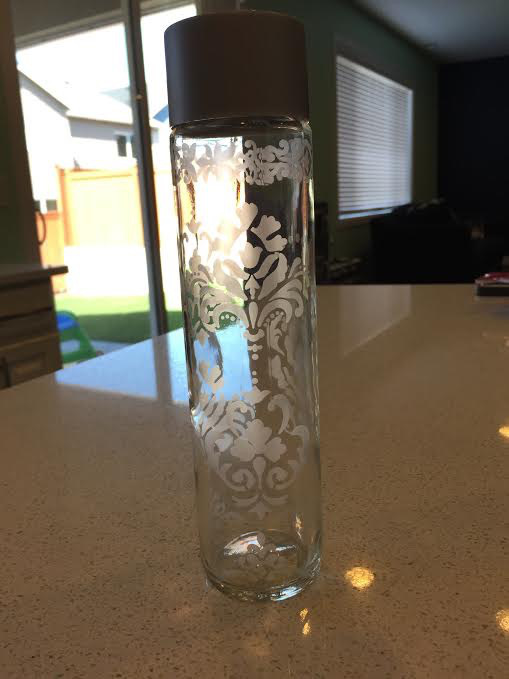 Etched glass water bottle Creative DIY Glass Etching Projects