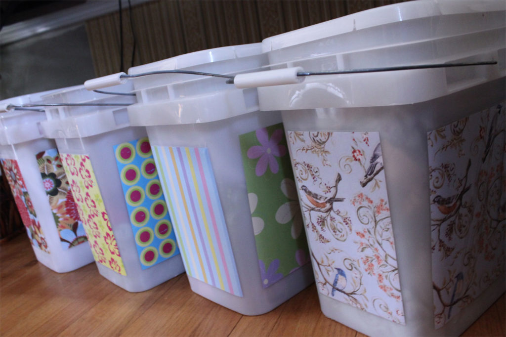 Fabric bins for sewing projects