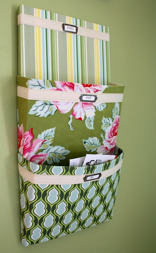 Fabric covered mail organizer 633x1024 15 Crafts Using Empty Cereal Boxes