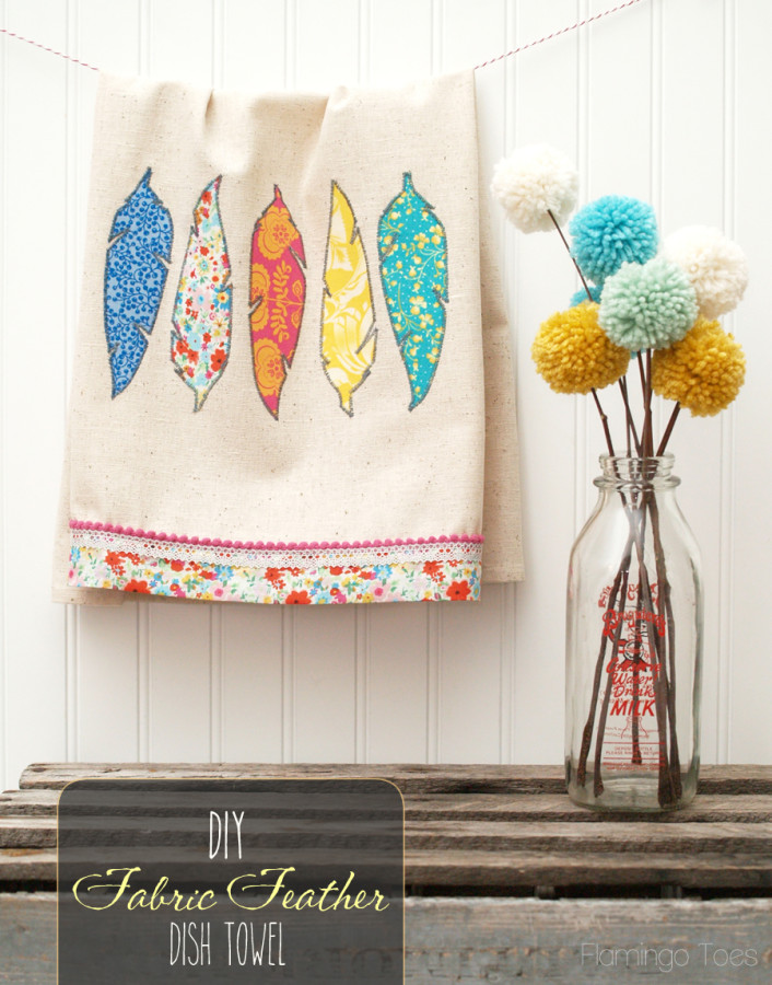 Fabric feather dish towel
