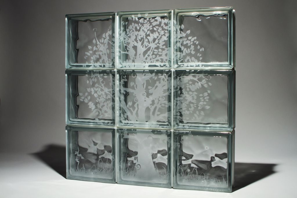 Glass box etched picture