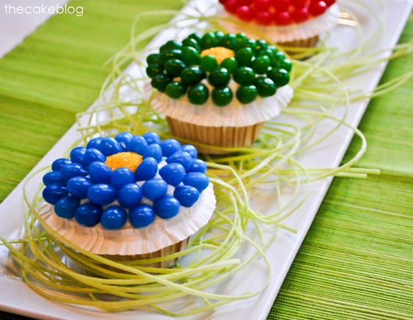 Jelly bean flower easter cupcakes from half baked, thecakeblog com