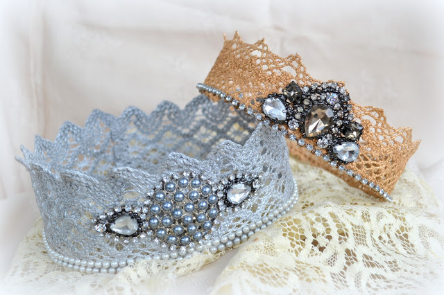 Lace and rhinestone crowns