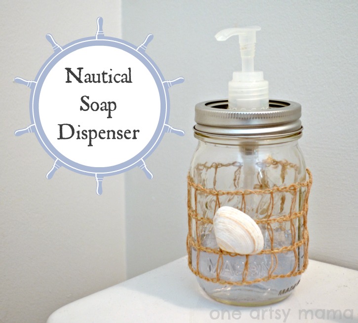 Nautical mason jar soap dispenser
