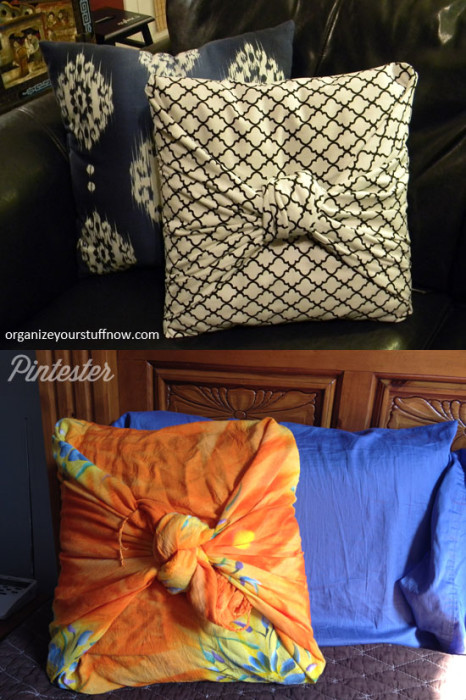 No sew front knotted pillow cover 15 Creative DIY Pillows That Are Great For Decor or Naps