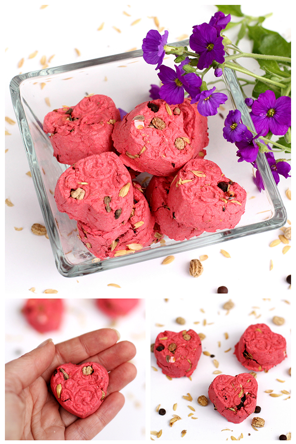 Red heart shaped seed bombs