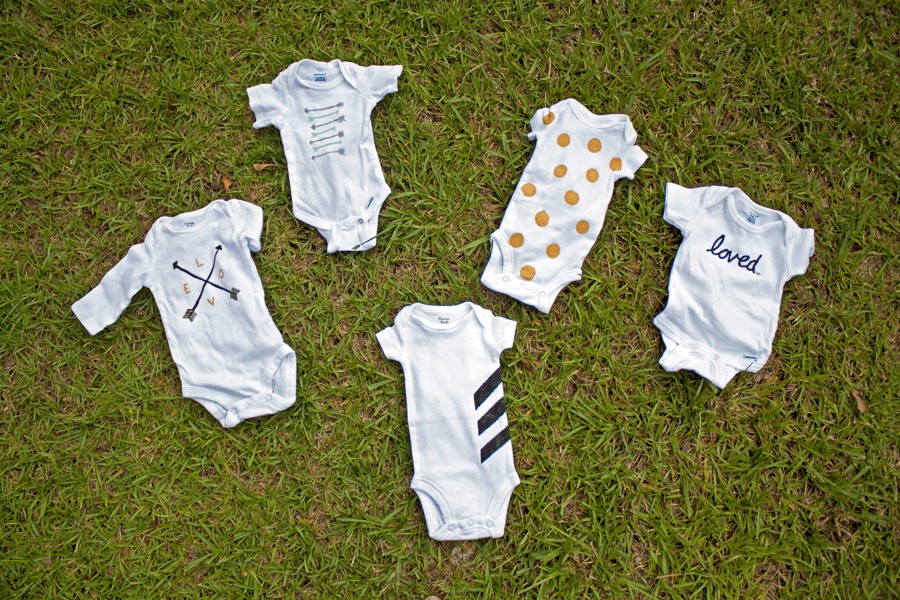 Simply patterned fabric paint onesies