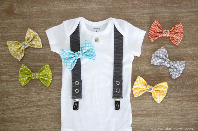 Suspender and interchangeable bow tie onesie DIY Baby Onesies for Your Little ones