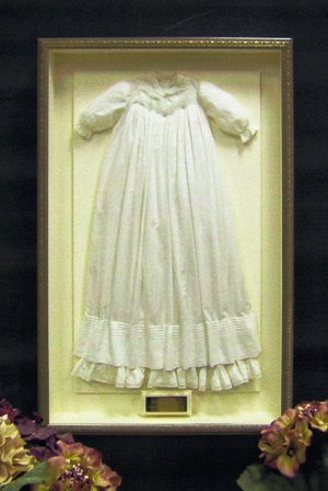 Vintage christening dress shadowbox