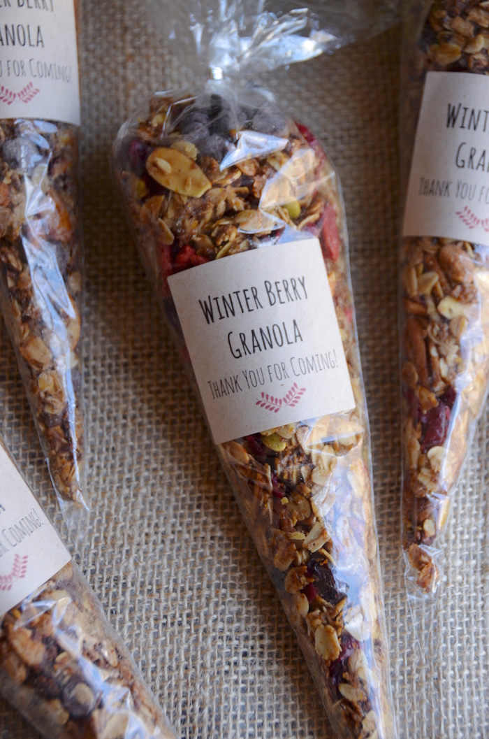 Winter berry granola party favors
