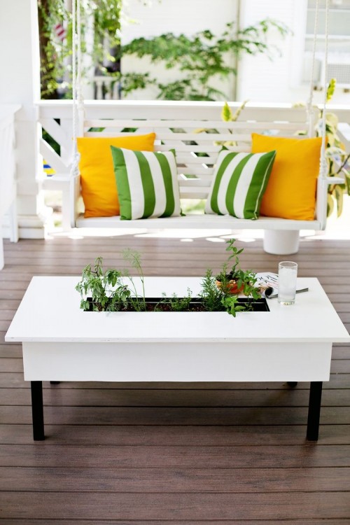 diy herb garden coffee table for outdoors 1 500x750 24 DIY Herb Gardens To Practice Your Green Thumb With