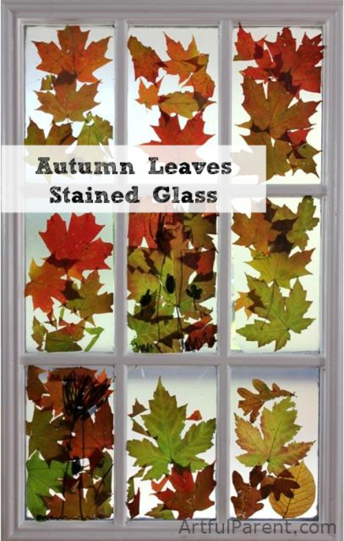 Autumn leaf stained glass