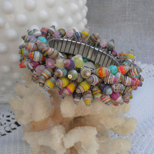 Paper bead bracelets