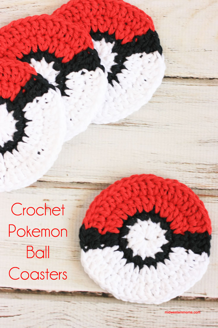 Crochet pokemon ball coasters