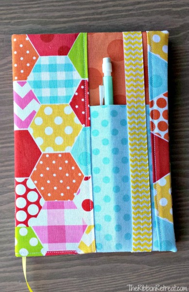 fabric pen holder notebooks covered notebook diy journals sew patterns pattern projects ribbon sewing elastic bible pens diys retreat libreta